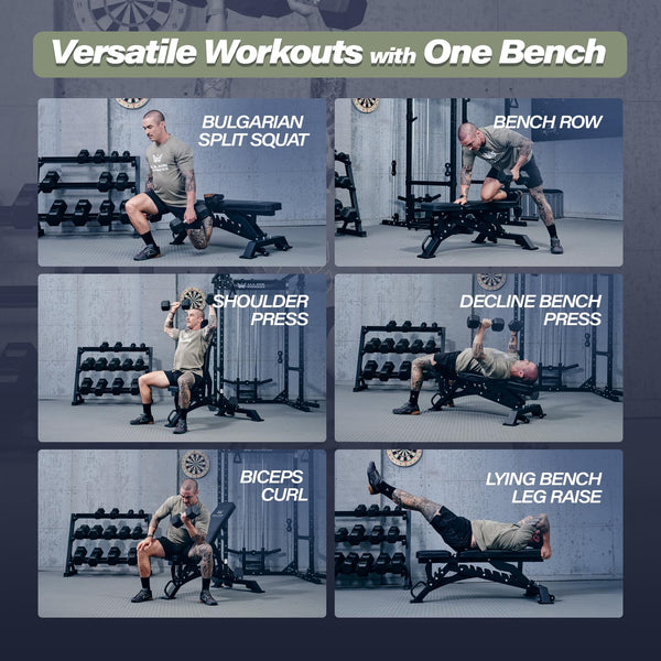 Adjustable Weight Bench 1300LBS 32-Position Incline Decline Flat