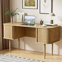 55" Fluted Writing Desk with Sliding Door Storage