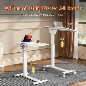Height Adjustable Overbed Rolling Desk with Tiltable Laptop Surface
