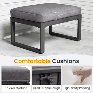 2-Piece Aluminum Outdoor Patio Ottoman Set - Grey