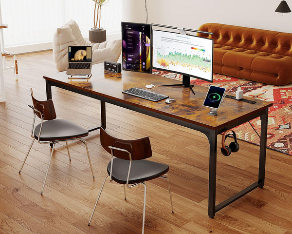 71-Inch Computer Desk with USB Ports and Power Outlets