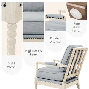 Bobbin Accent Armchair | Open-Back Spindle | Upholstered Seat
