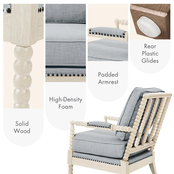 Bobbin Accent Armchair | Open-Back Spindle | Upholstered Seat
