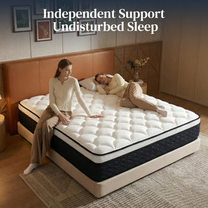 Queen Hybrid Mattress – Medium Firm Pocket Coil & Memory Foam, 12 or 14 Inch