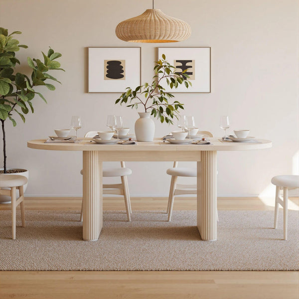 Oval Extendable Solid Wood Dining Table
