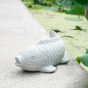 Hand Carved Granite Fish Garden Statue — Outdoor Lawn & Patio Decor