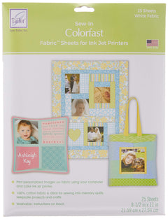 Colorfast Inkjet Printable Cotton Fabric Sheets 8.5x11