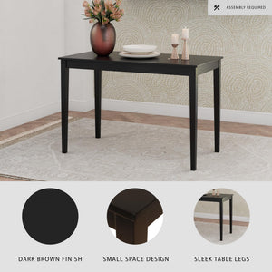 Almost Black Rectangular Dining Table – Seats 6, Wood & Veneer