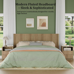 Fluted Wall-Mounted Headboard with LED Lighting