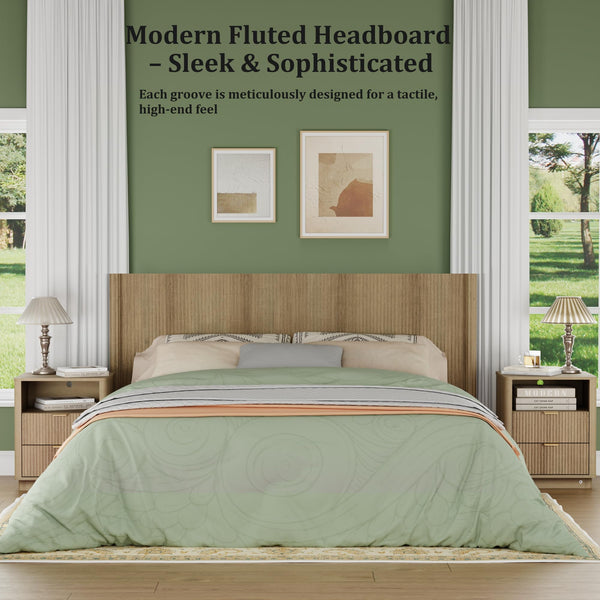 Fluted Wall-Mounted Headboard with LED Lighting