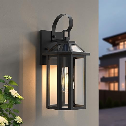 Outdoor Wall Sconce Light Fixture with Beveled Glass