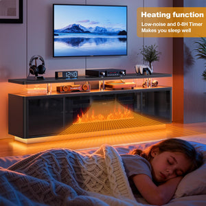 70" Electric Fireplace TV Stand with LED Lights