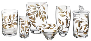 Gold Leaf Hurricane Glass Candleholder