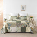 Cotton Patchwork Quilt Set with Pillow Shams – All Season Floral Bedspread