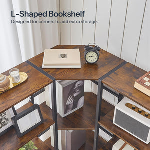L-Shaped Corner Bookshelf 5-Tier with 14 Open Shelves