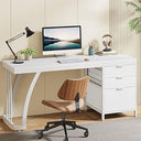 59-Inch Industrial Computer Desk with 3 Drawers and File Storage