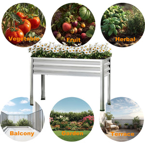 Galvanized Raised Garden Bed with Legs 48x18x31.5", Elevated Metal Planter Box, Set of 2