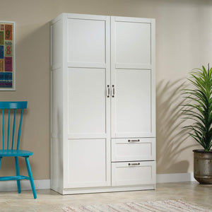 Multipurpose Armoire Wardrobe Storage Cabinet with Drawers & Hanging Rail