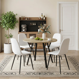 Round Dining Table Set for 4 with Upholstered Chairs