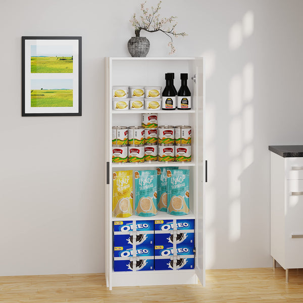 Tall Wooden Storage Cabinet with 2 Doors & Shelves