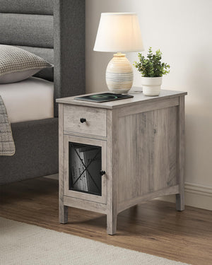 End Table with Charging Station, Drawer & Storage Cabinet
