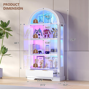 72" Lighted Display Cabinet with Glass Doors and Drawer