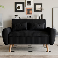 48" Corduroy Loveseat Sofa with Tufted Back & Tapered Legs