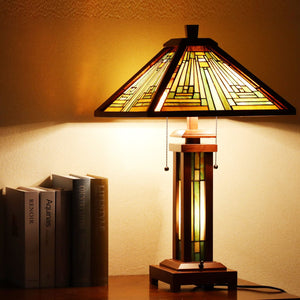 Tiffany Stained Glass Table Lamp – Amber Brown