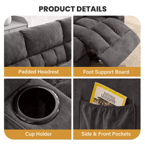 Fabric Reclining Sofa Set with Cup Holders & Side Pocket
