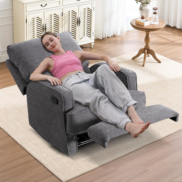 Manual Recliner Chair with Overstuffed Cushion