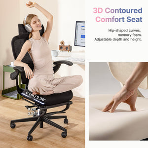 Ergonomic Office Chair with Lumbar Support & Footrest