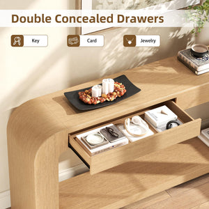 70" Wood Console Table with 2 Drawers & Shelf