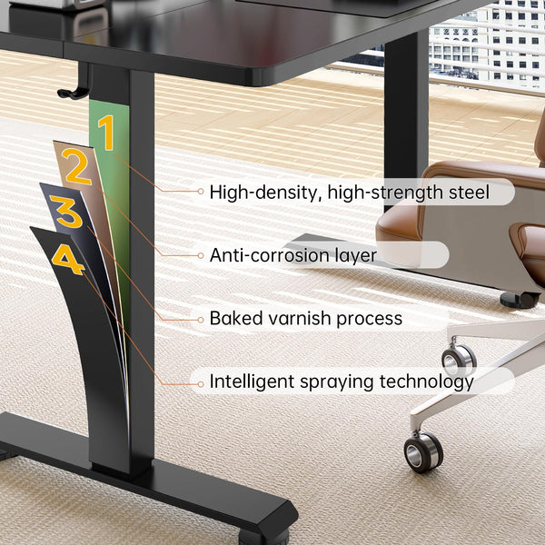 63 Inch Electric Standing Desk with Wood Desktop
