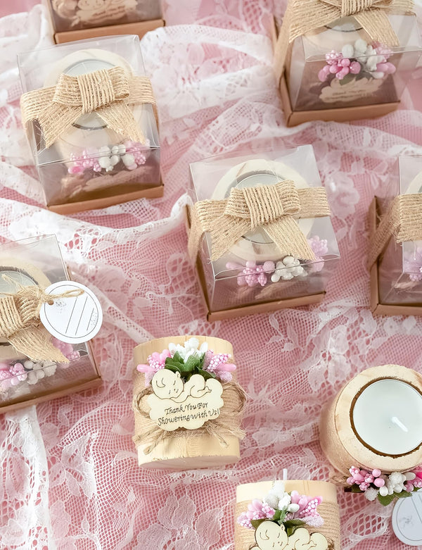 50-Piece Wooden Tealight Candle Holder Set – Baby Shower Party Favors