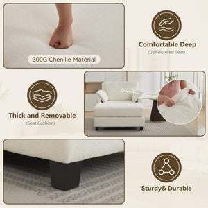 Chenille Chaise Lounge Chair with Ottoman