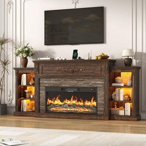 85" Farmhouse TV Stand with 36" Electric Fireplace – Fits TVs Up to 95"
