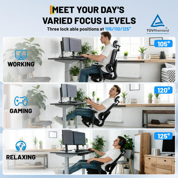 High Back Ergonomic Mesh Office Chair – 400 lbs, 4D Flip-Up Arms, Adjustable Lumbar & Headrest