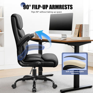 Ergonomic High Back Office Chair with Flip-Up Armrests