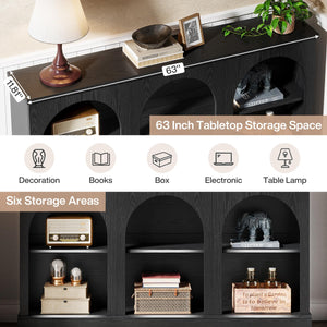 Farmhouse Console Table 63 Inch with 3-Tier Storage
