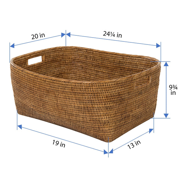 Rattan Storage Basket with Handles – Large