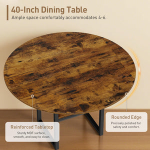 Round Dining Table Set with 4 Chairs – 5-Piece Kitchen Dining Set