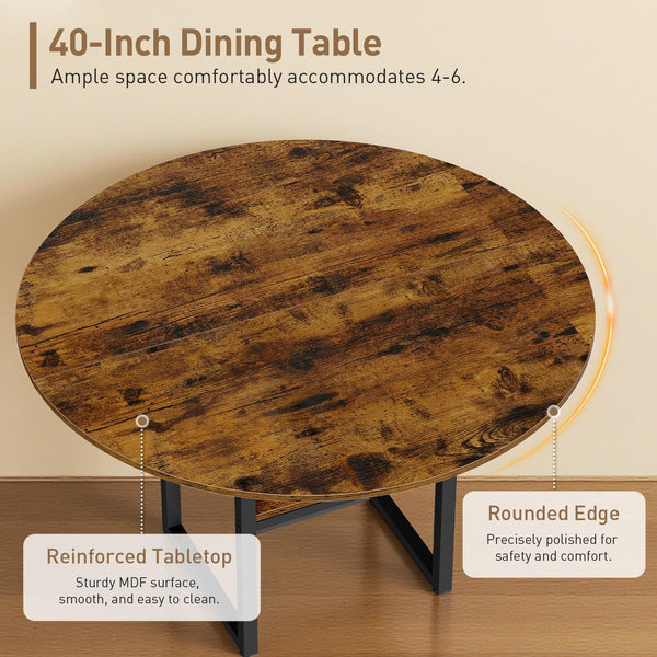 Round Dining Table Set with 4 Chairs – 5-Piece Kitchen Dining Set