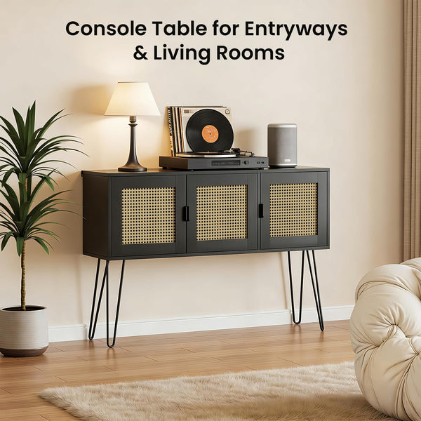 47" Console Table with Rattan Drawers | Entryway Sofa Table