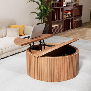 Round Lift Top Coffee Table with Storage