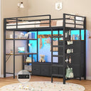 Twin Loft Bed with Desk, Storage & LED Lights