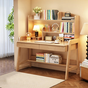 Kids Study Desk with Bookshelf and Two Drawers