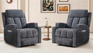 Manual Recliner Chair with Massage, Heat & Cup Holders