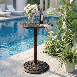 Round Outdoor Bar Table – Cast Aluminum Patio Pub Table