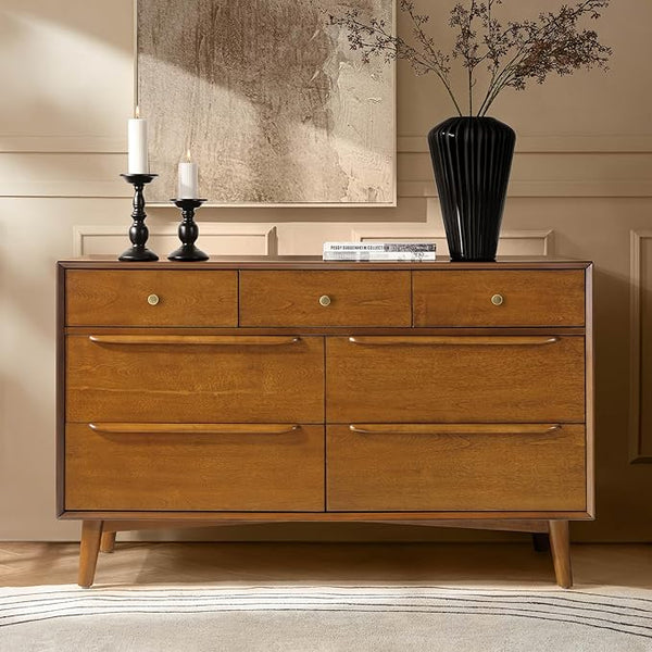 7-Drawer Mid-Century Modern Dresser, 52" Wide