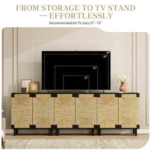Seagrass Sideboard Buffet Cabinet with Adjustable Shelf